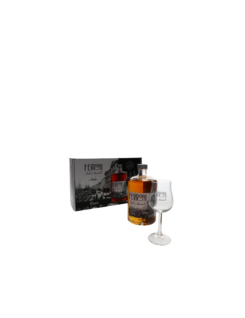 RHUM FERRONI AMBRE COFFRET + 2 VERRES