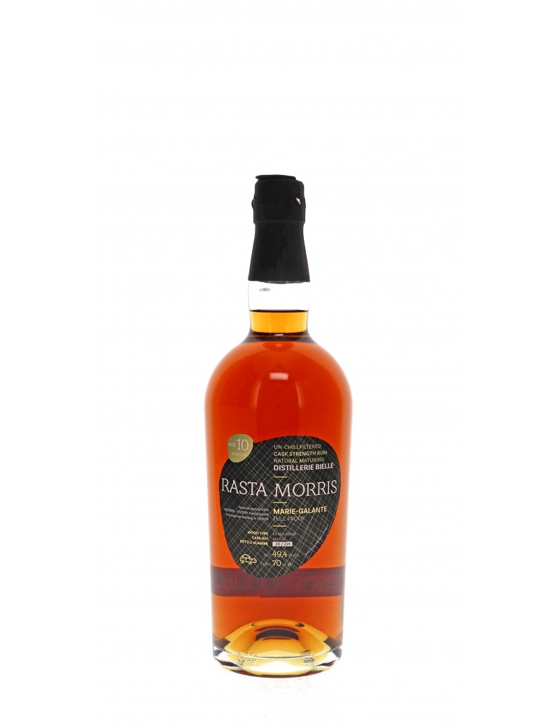 RHUM RASTA MORRIS BIELLE 10 ANS 49,4°   70CL