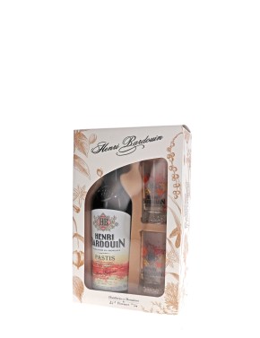 COFFRET 2 VERRES PASTIS HENRI BARDOUIN 45°   70CL